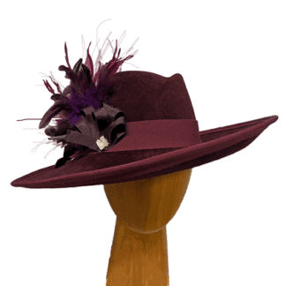 Blackberry wool & feathers dress hat