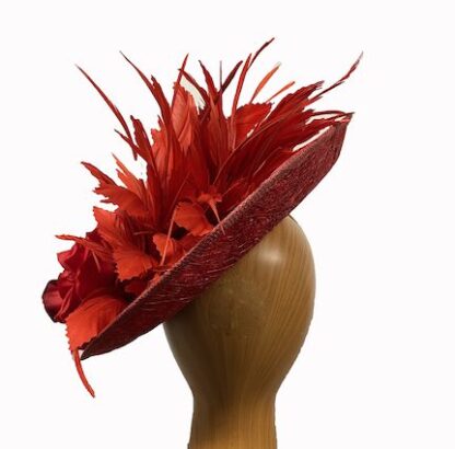 red fascinator red feathers