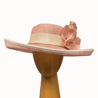 pink and ivory derby hat