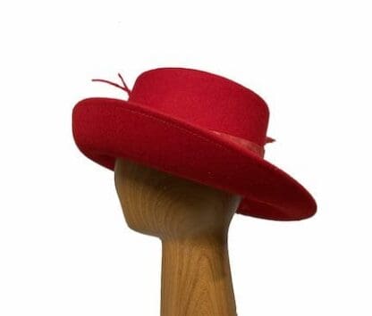 asymmetric red wool hat