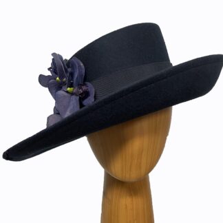 Navy Asymmetric Wool hat