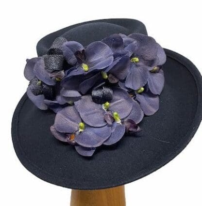 Navy Asymmetric Wool hat