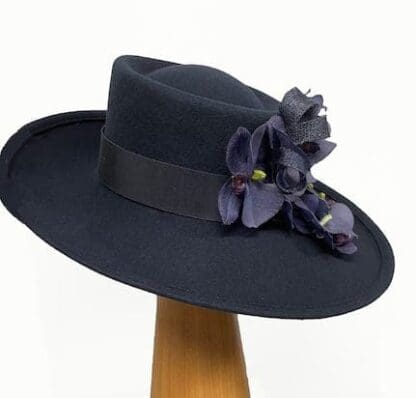 Navy Asymmetric Wool hat