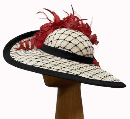  ivory black red derby hat