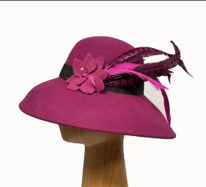 magenta wool lampshade hat