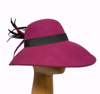 magenta wool lampshade hat