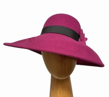 magenta wool lampshade hat