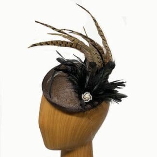 brown fascinator with feathers