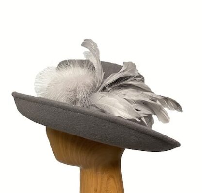asymmetric grey wool hat