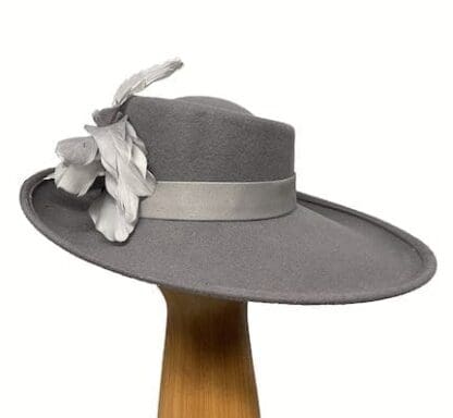 asymmetric grey wool hat