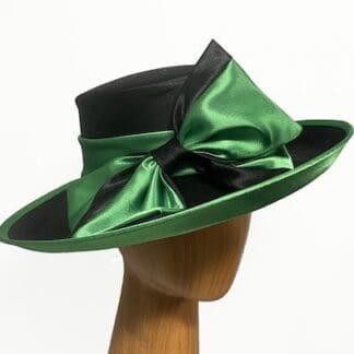 black with green silk hat