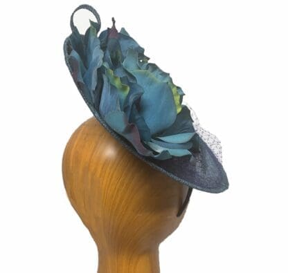 teal fascinator teal flowers