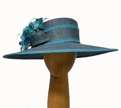 large teal derby hat