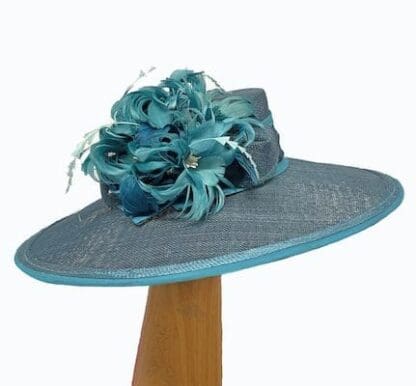 large teal derby hat