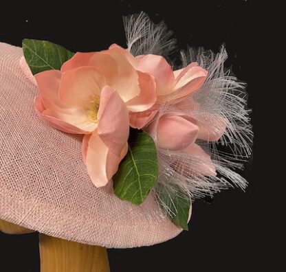 pink peach magnolia fascinator