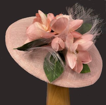 pink peach magnolia fascinator