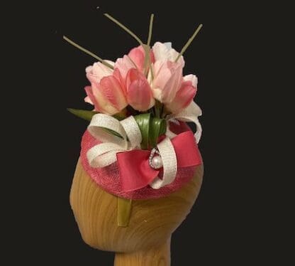 rose pink tulip fascinator