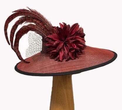 deep red dress hat