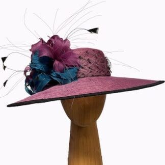 Merlot and teal dress hat