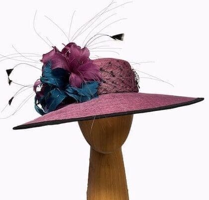 Merlot and teal dress hat