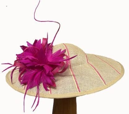 Extra large ivory striped fascinator