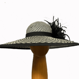 black and ivory straw hat