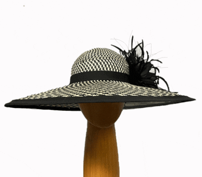 black and ivory straw hat