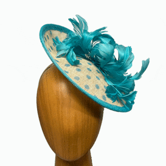 turquoise ivory dot fascinator