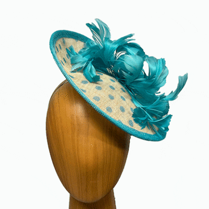 turquoise ivory dot fascinator