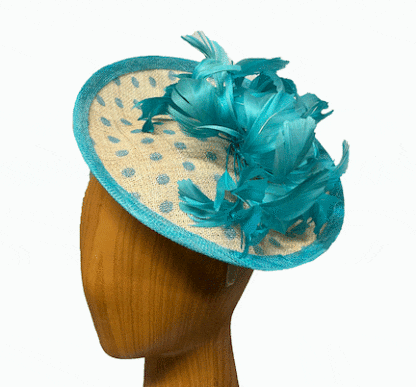 turquoise ivory dot fascinator