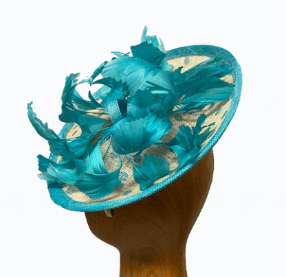 turquoise ivory dot fascinator