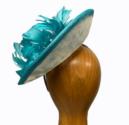 turquoise ivory dot fascinator