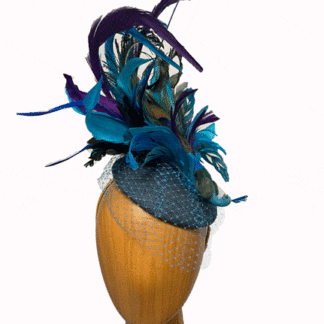 teal and blue Peacock fascinator