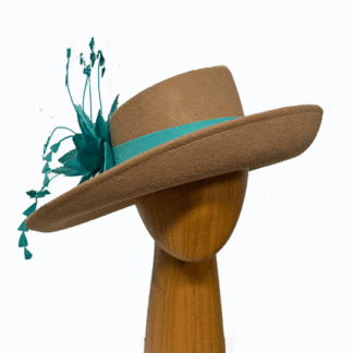 Camel and aqua wool hat