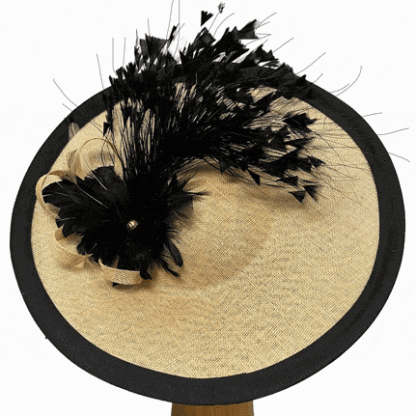 Camel natural black feather fascinator