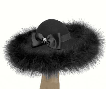 Black wool with fur hat