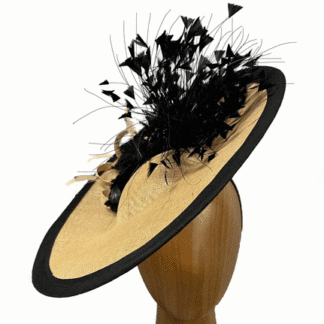 Camel natural black feather fascinator