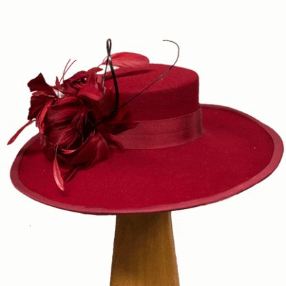 red wool dress hat