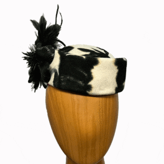 black white wool pillbox fascinator