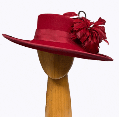red wool dress hat
