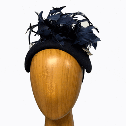 navy wool headband fascinator