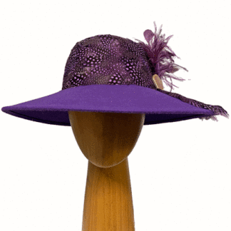 purple feathered crown wool hat