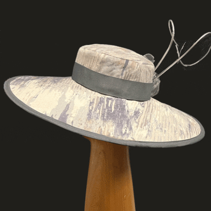 grey beige ivory dress hat