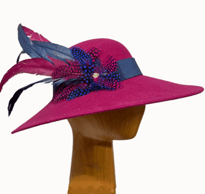 Magenta Navy wool hat