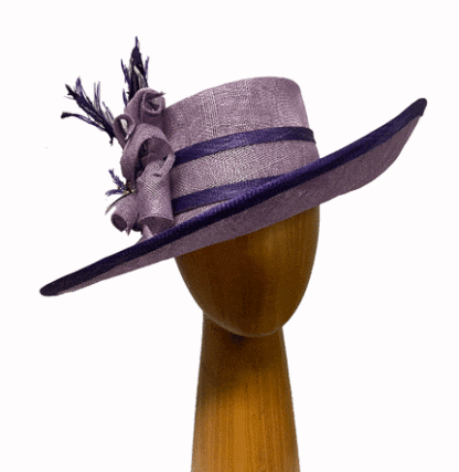 purple and lilac dress derby hat