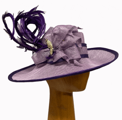 purple and lilac dress derby hat