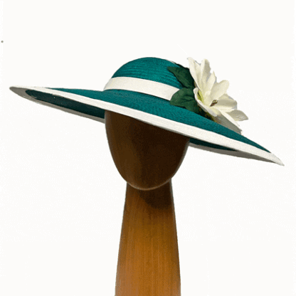 teal green magnolia fascinator hat