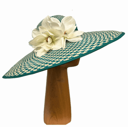 green and ivory check XLarge hat