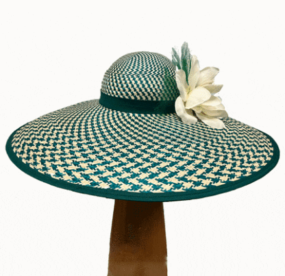 green and ivory check XLarge hat