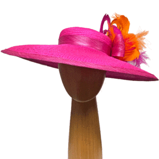 Bright pink and orange derby hat